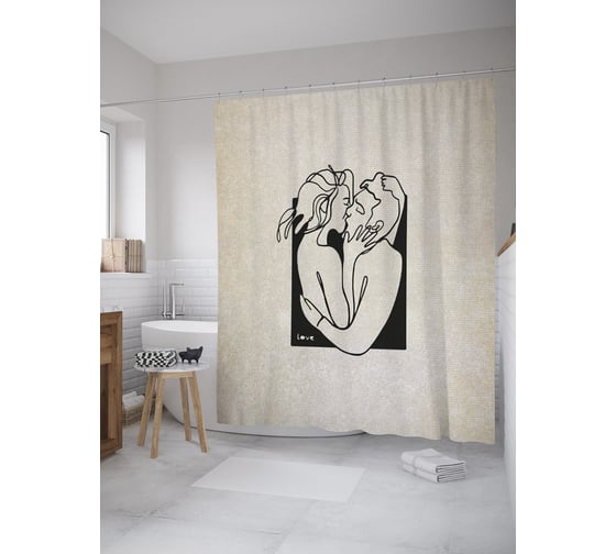 Изображение товара Штора (занавеска) для ванной JoyArty "Страстная любовь" из сатена, 180х200 см sc_385282