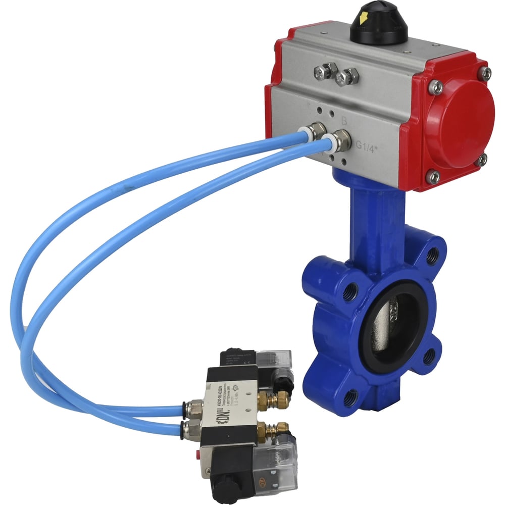 Изображение товара Затвор DN.ru QT450-QT450-EPDM-2W-Fb-H Ду65 Ру16 пневмопривод
