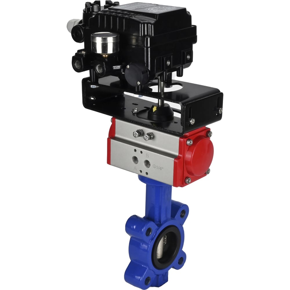 Затвор DN.ru QT450-QT450-NBR-2W-Fb-H Ду100 Ру16 LUG пневмопривод, позиционер D050-50039