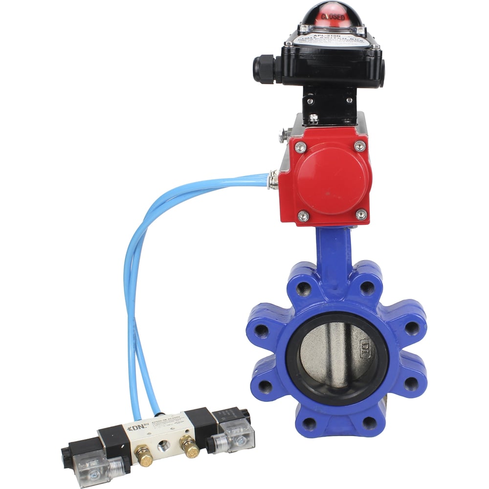 Изображение товара Затвор DN.ru QT450-QT450-NBR-2W-Fb-H Ду125 Ру16 пневмопривод дисковый профессиональный