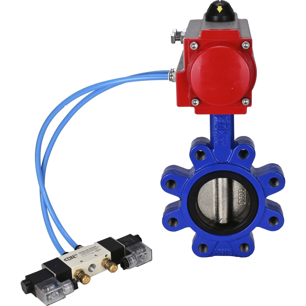 Изображение товара Затвор DN.ru QT450-QT450-NBR-2W-Fb-H Ду125 Ру16 пневмопривод дисковый