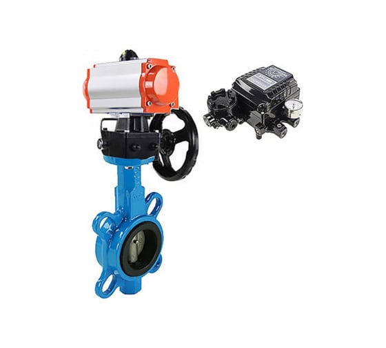 Изображение товара Затвор DN.ru QT450-QT450-NBR-2W-Fb-H Ду125 Ру16 LUG пневмопривод, позиционер, дублер D050-50094