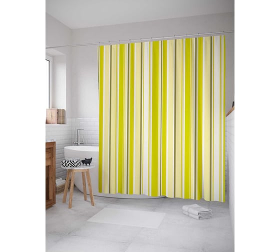 Изображение товара Штора (занавеска) для ванной JoyArty "Волнистые линии" из сатена, 180х200 см с крючками, sc_21542