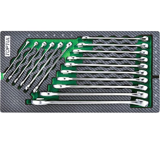 Изображение товара Набор комбинированных ключей TOPTUL 6-24 мм, 16 предметов, в мягком ложементе GEA1615