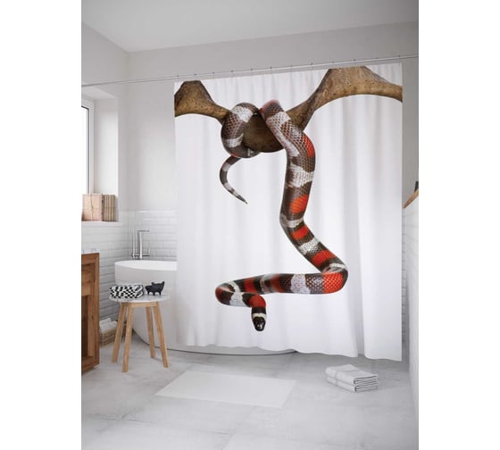 Изображение товара Штора (занавеска) для ванной JoyArty "Висящая змея" из сатена, 180х200 см с крючками, sc_13371
