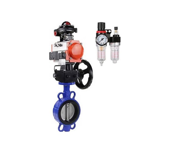 Изображение товара Затвор DN.ru 304-304-PTFE-2W-Fb-R Ду250 Ру16 пневмопривод, дублёр, БКВ, пн-распр., БПВ D050-49539