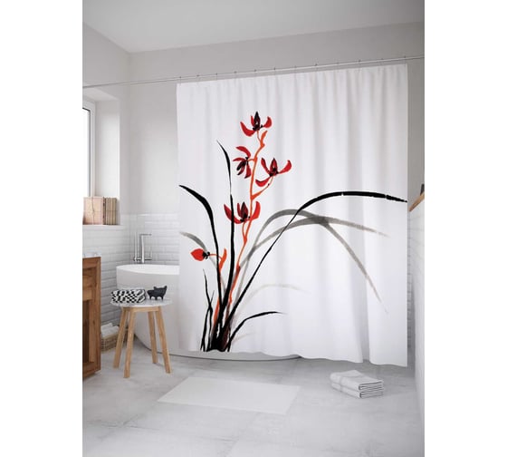 Изображение товара Штора (занавеска) для ванной JoyArty "Дикая весна" из сатена, 180х200 см с крючками, sc_18315