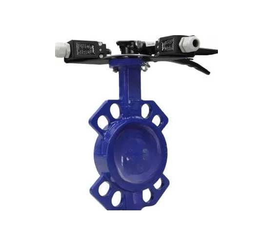 Изображение товара Затвор DN.ru 304-304-VITON-2W-Fb-H Ду50 Ру16, рукоятка, с двумя концевыми датчиками D050-46590