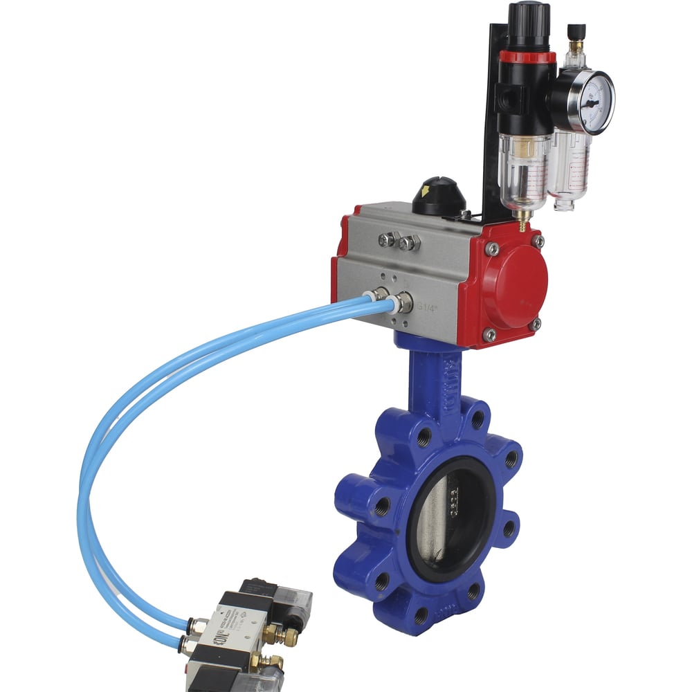 Затвор DN.ru QT450-304-EPDM-2W-Fb-H Ду125 Ру16 LUG пн.привод, пн.распределитель, БПВ D050-52086