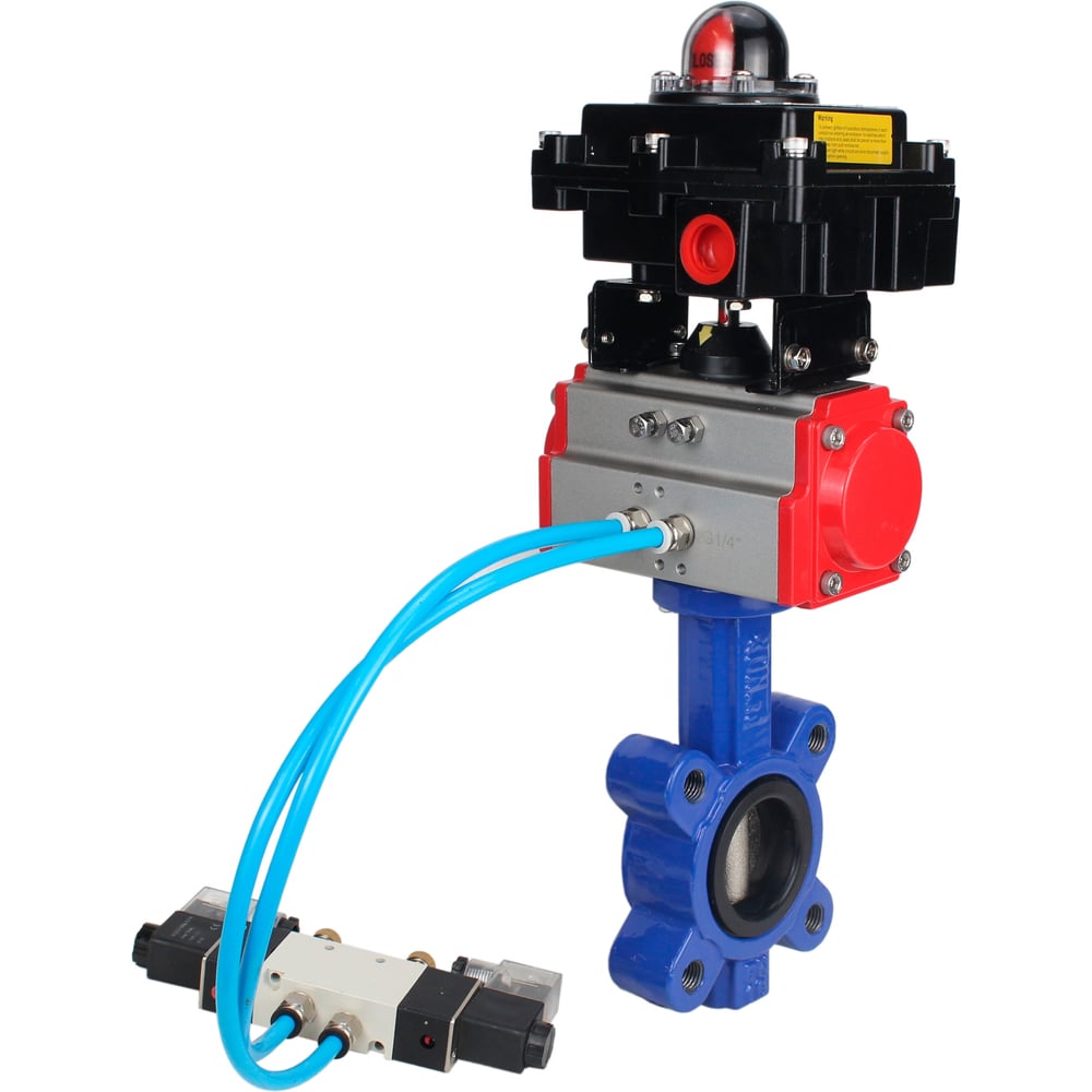 Изображение товара Затвор DN.ru QT450-304-EPDM-2W-Fb-H Ду50 Ру16 пневмопривод дисковый