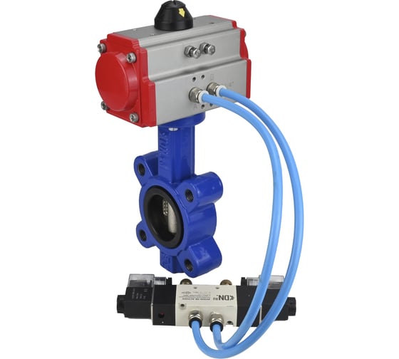 Изображение товара Затвор DN.ru QT450-304-EPDM-2W-Fb-H Ду50 Ру16 LUG пневмопривод, пн.распределитель D050-51986
