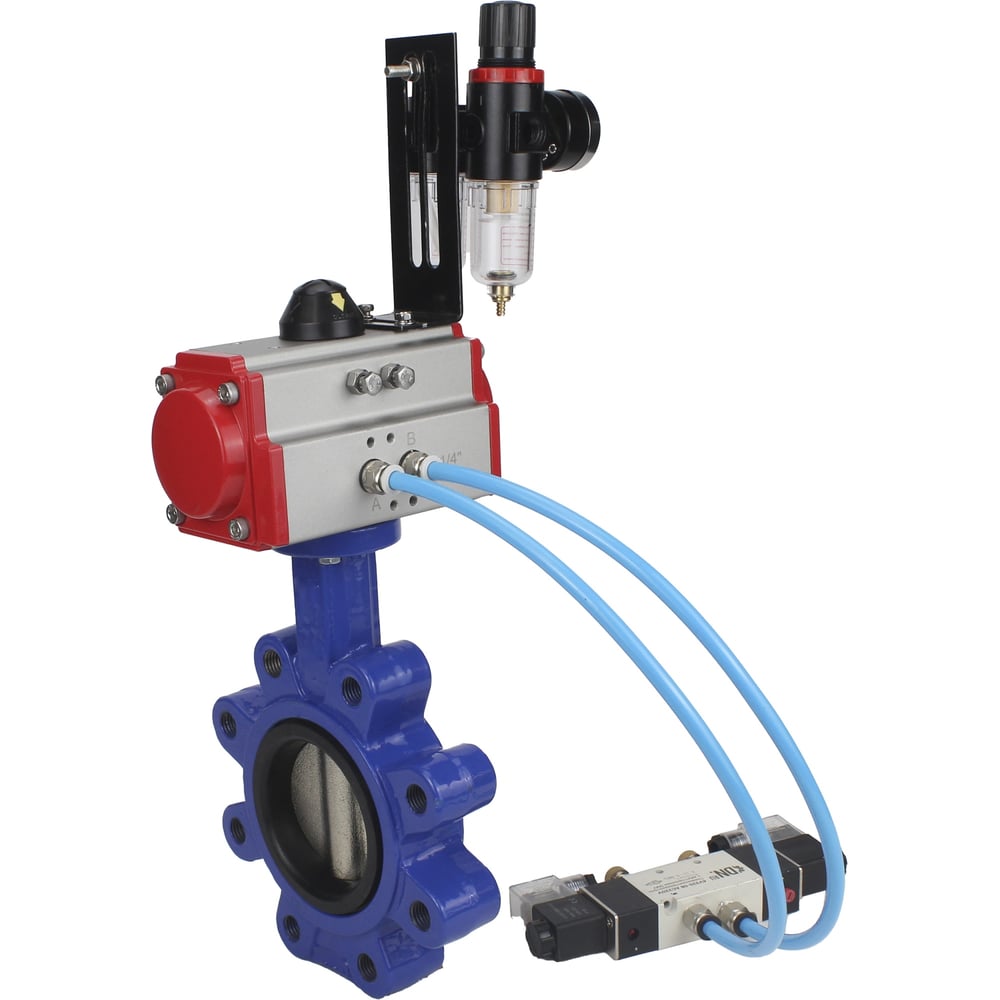 Изображение товара Затвор DN.ru QT450-304-EPDM-2W-Fb-H Ду50 Ру16 с пневмоприводом