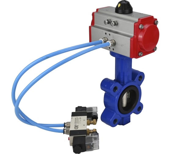 Изображение товара Затвор DN.ru QT450-304-EPDM-2W-Fb-H Ду65 Ру16 LUG пневмопривод, пн.распределитель D050-51963