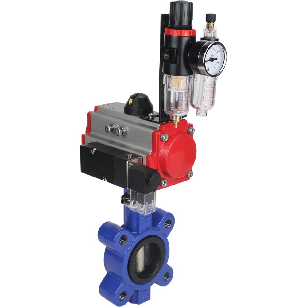 Изображение товара Затвор DN.ru QT450-304-EPDM-2W-Fb-H Ду65 Ру16 пневмопривод профессиональный