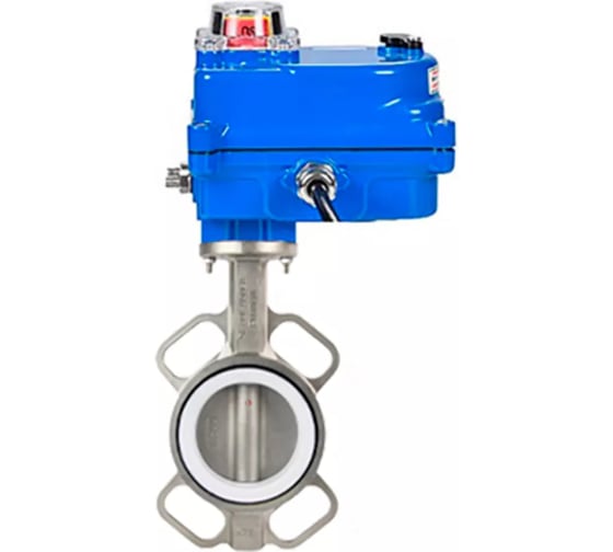 Изображение товара Дисковый затвор DN.ru 304-304-PTFE-2W-Fb-H Ду50 Ру16 электропривод 003 blue 24В D050-46600