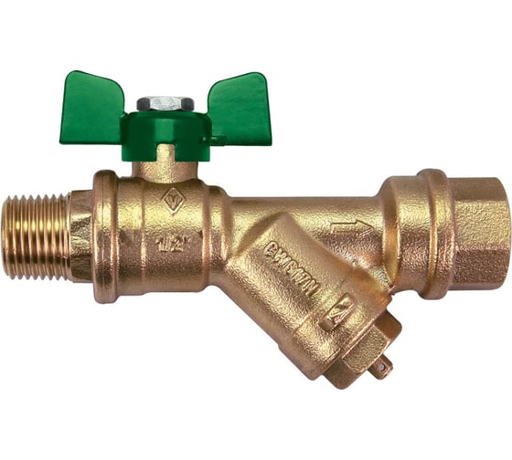 Изображение товара Kран шаровой для воды Bugatti с фильтром Eco Valve Rp1" x R3/4" DN20 PN20 арт.743G 07436G25