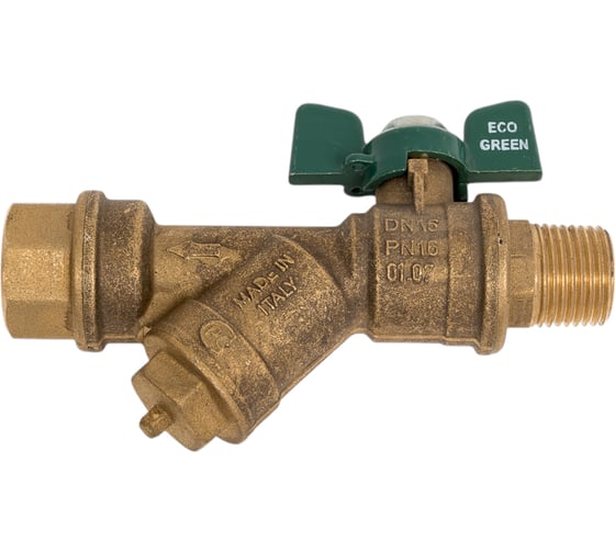 Изображение товара Kран шаровой для воды Bugatti с фильтром Eco Valve Rp1/2" x R1/2" DN15 PN20 арт.743G 0743G04