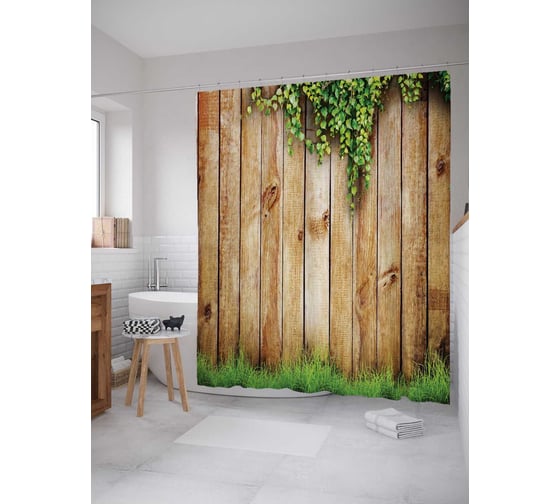 Изображение товара Штора (занавеска) для ванной JoyArty "Дары природы" из сатена, 180х200 см с крючками, sc_20359