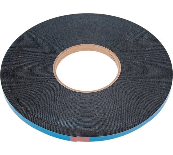 Изображение товара Двусторонняя клейкая лента Биком на вспененной основе, черная, 9 мм, 25 м, толщина 1 мм 345749