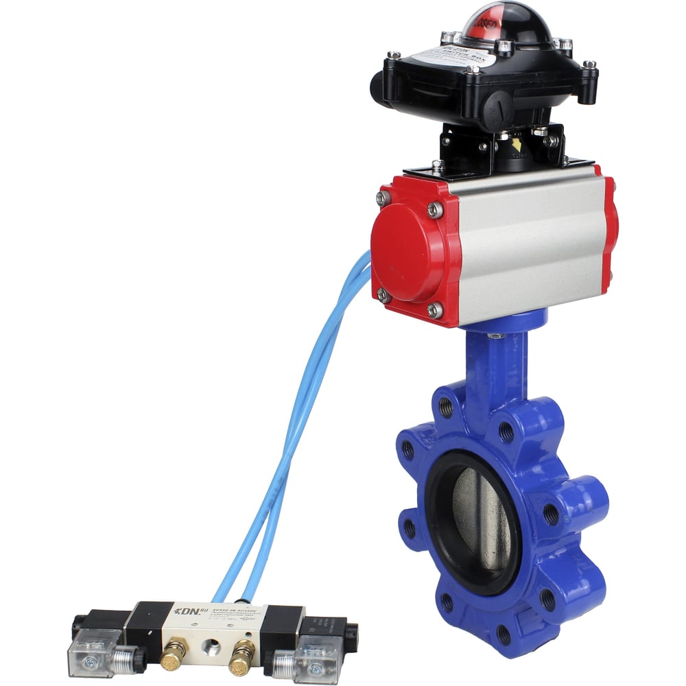 Изображение товара Затвор DN.ru QT450-304-EPDM-2W-Fb-H Ду50 Ру16 дисковый пневмоуправляемый