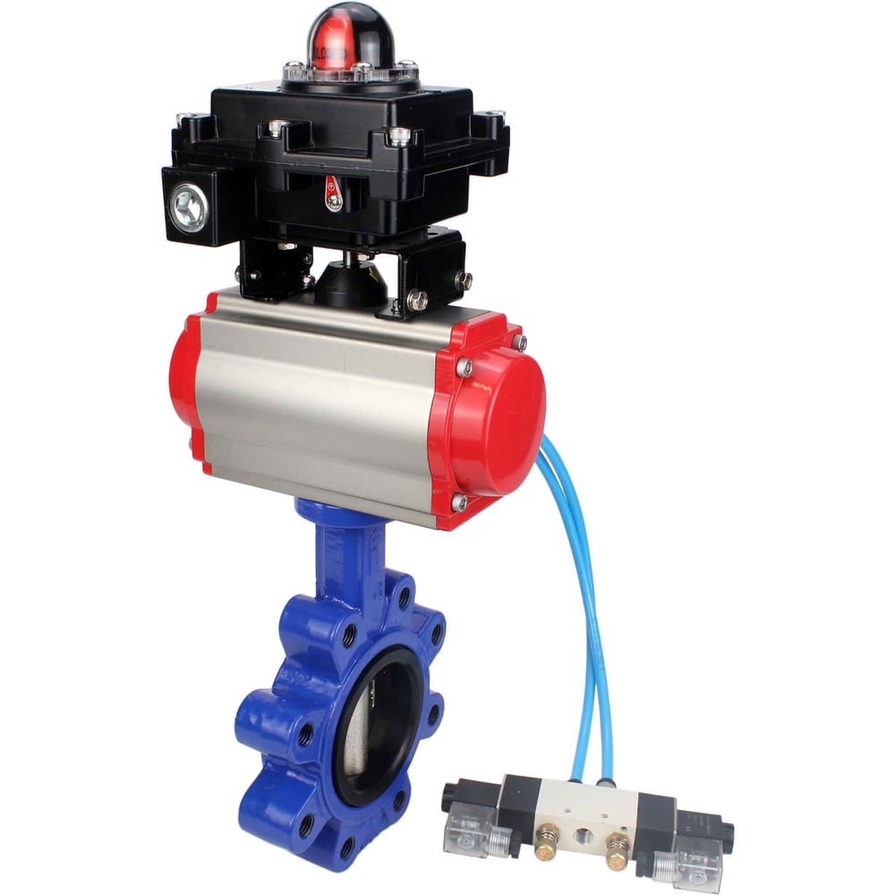 Изображение товара Затвор DN.ru QT450-304-EPDM-2W-Fb-H Ду80 Ру16 с пневмоприводом дисковый