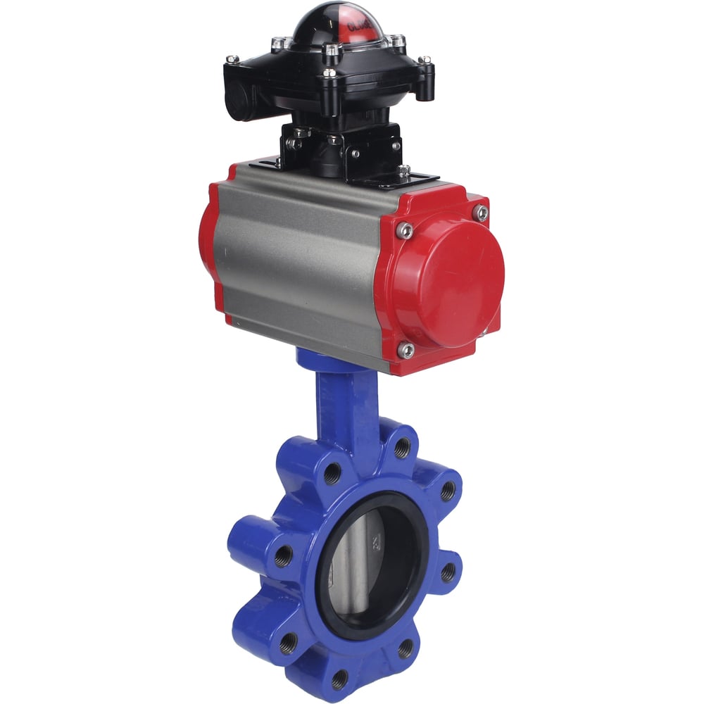 Изображение товара Затвор DN.ru QT450-304-NBR-2W-Fb-H Ду100 Ру16 с пневмоприводом