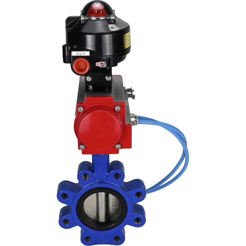 Изображение товара Затвор DN.ru QT450-304-NBR-2W-Fb-H Ду150 Ру16 пневмопривод дисковый профессиональный