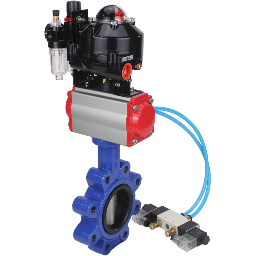 Изображение товара Затвор DN.ru QT450-QT450-EPDM-2W-Fb-H Ду150 Ру16 пневмопривод профессиональный