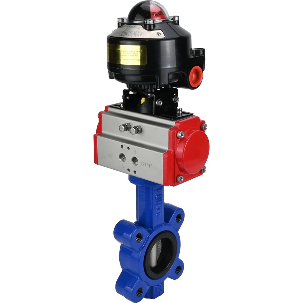 Изображение товара Затвор DN.ru QT450-QT450-NBR-2W-Fb-H Ду100 Ру16 пневмопривод дисковый профессиональный