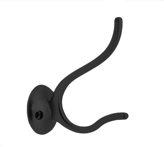 Изображение товара Двухрожковый мебельный крючок Kerron матовый черный KR-0190-BL