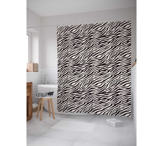 Изображение товара Штора (занавеска) для ванной JoyArty "Полосатый омут" из сатена, 180х200 см с крючками, sc_207077