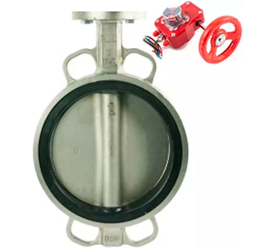 Изображение товара Дисковый затвор DN.ru 304-304-VITON-2W-Fb-H Ду65 Ру16 редуктор HGBF-1 D050-46528