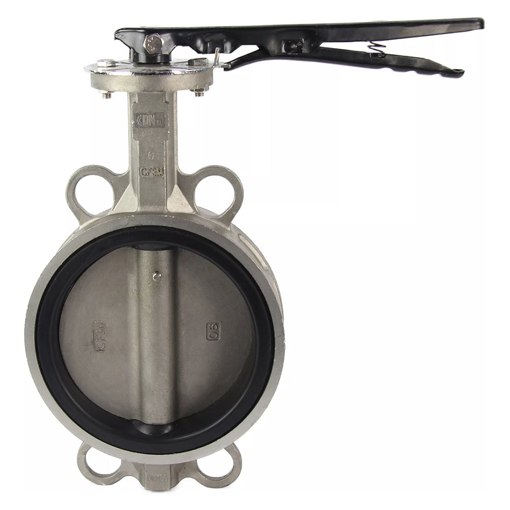 Изображение товара Дисковый поворотный затвор DN.ru 304-304-VITON-2W-Fb-H Ду150 Ру16 из нержавеющей стали