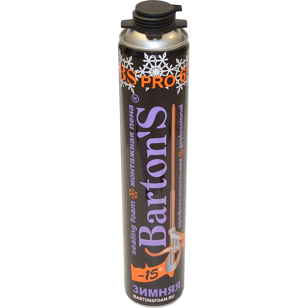 Изображение товара Профессиональная монтажная пена BARTON'S BS PRO 65+ зимняя 880 мл для утепления и монтажа