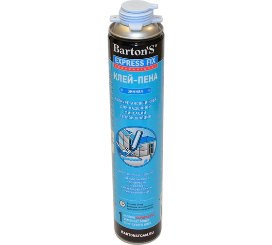 Изображение товара Клей-пена BARTON'S EXPRESS FIX для теплоизоляции, зимняя до -12С, 750 мл BR277
