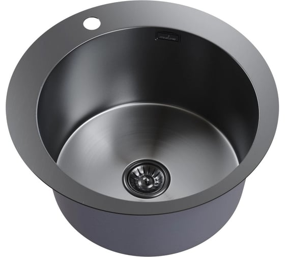 Изображение товара Мойка настольного монтажа MIXLINE D50 3,0 вып 3 1/2 круглая PRO 20см с сифоном черный графит НОВИНКА 554770