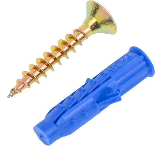 Изображение товара Шуруп саморез 23 БОЛТА 5х30 ЖЦ с дюбелем 6х30, 20 шт. B04005003062007/B23300603006000ф20