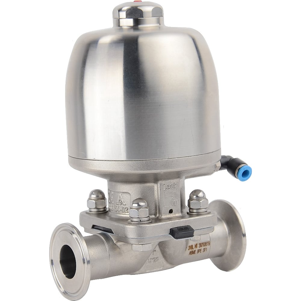 Изображение товара Мембранный клапан TITAN LOCK нержавеющий 316 с пневмоприводом DN25 clamp