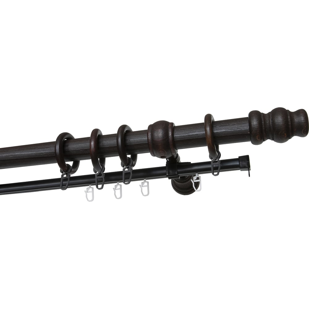 Изображение товара Карниз деревянный УЮТ Тренд круглый двухрядный D28 300 см венге