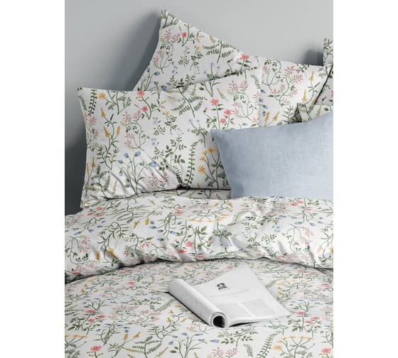 Изображение товара Комплект постельного белья Guten Morgen Бязь, рис.1167, Gardenia 1.5 спальный с нав. 70x70 см GMБ-1167-143-150-70