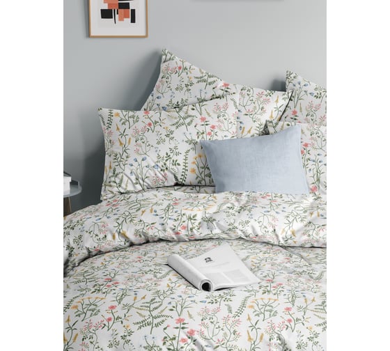 Изображение товара Комплект постельного белья Guten Morgen Бязь, рис.1167, Gardenia 1.5 спальный с нав. 50x70 см GMБ-1167-143-150-50