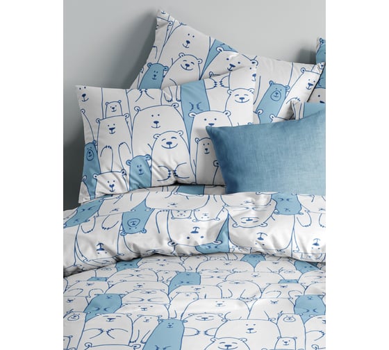 Изображение товара Комплект постельного белья Guten Morgen Бязь, рис.1168, Plush 2 сп.Макси с нав. 70x70 см GMПБ-1168-175-220-70