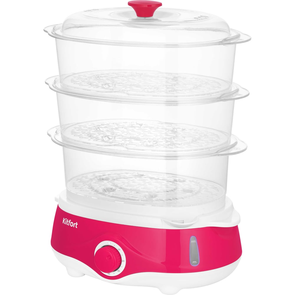 Изображение товара Пароварка Kitfort КТ-6453 бело-красная пластиковая 2 кг