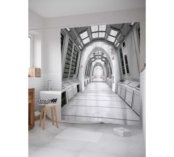 Изображение товара Штора (занавеска) для ванной JoyArty "Яркий тоннель" из сатена, 180х200 см с крючками, sc_22120