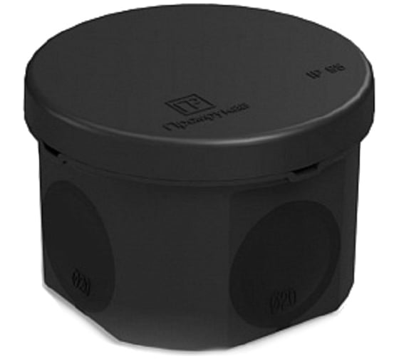 Изображение товара Распределительная двухкомпонентная коробка Промрукав для прямого монтажа безгалогенная HF черная 70х50 60-0110-9005