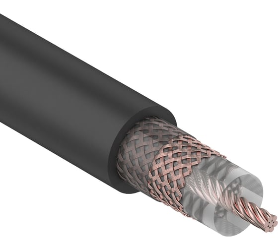 Изображение товара Коаксиальный кабель REXANT RG-213, 50 Ом, Cu/Cu, 96%, бухта 100 м, черный 01-2041