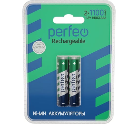 Изображение товара Аккумулятор Perfeo AAA1100mAh/2BL Пластик 30014786