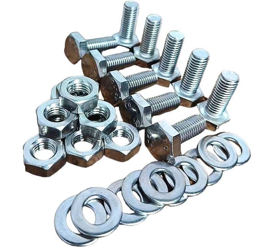 Изображение товара Болт 23 Болта нержавеющий, 6x60 мм, DIN933, с гайкой и шайбой, 50 шт. 33378