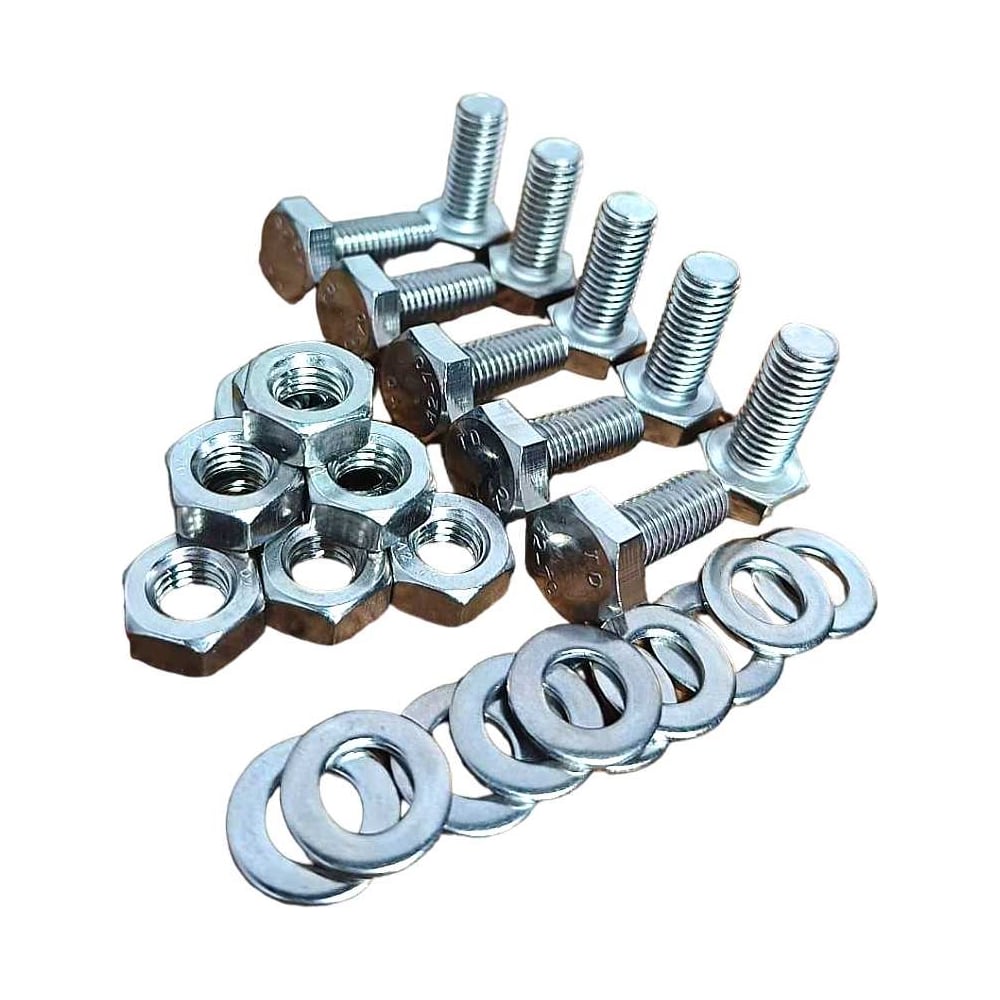 Изображение товара Болт 23 Болта нержавеющий, 6x70 мм, DIN933, с гайкой и шайбой, 50 шт. 33380