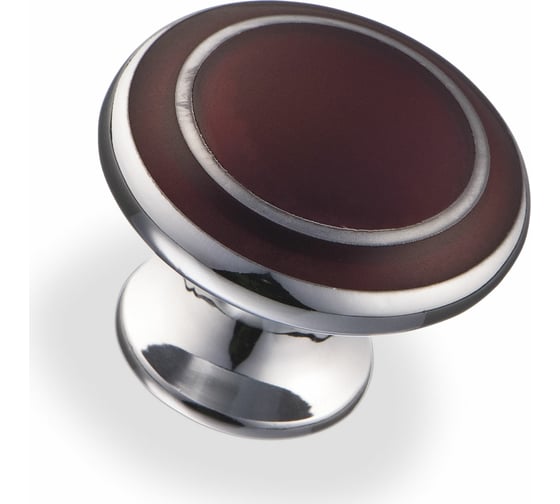 Изображение товара Ручка-кнопка KERRON круглой формы, 32 мм, хром/бордо 6116-L-AH